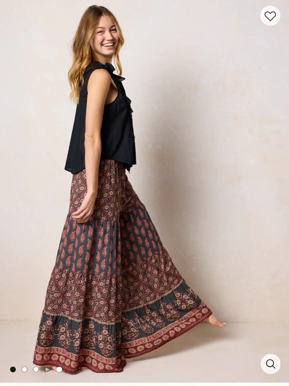 Natural Life Patti Wide Leg Palazzo Pants Boho Floral Festival Size Small
